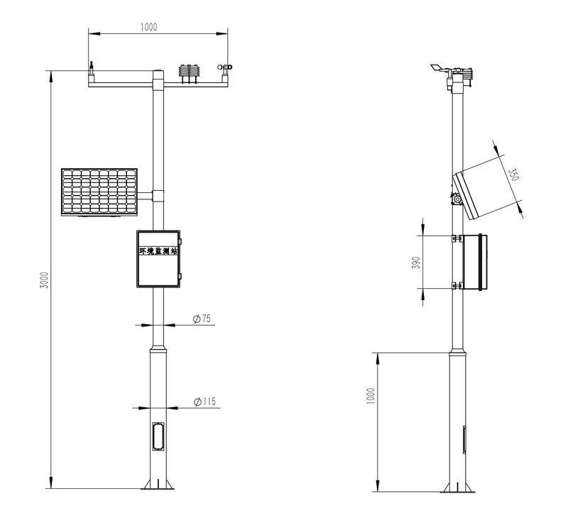 自動(dòng)氣象站建設(shè)產(chǎn)品尺寸圖